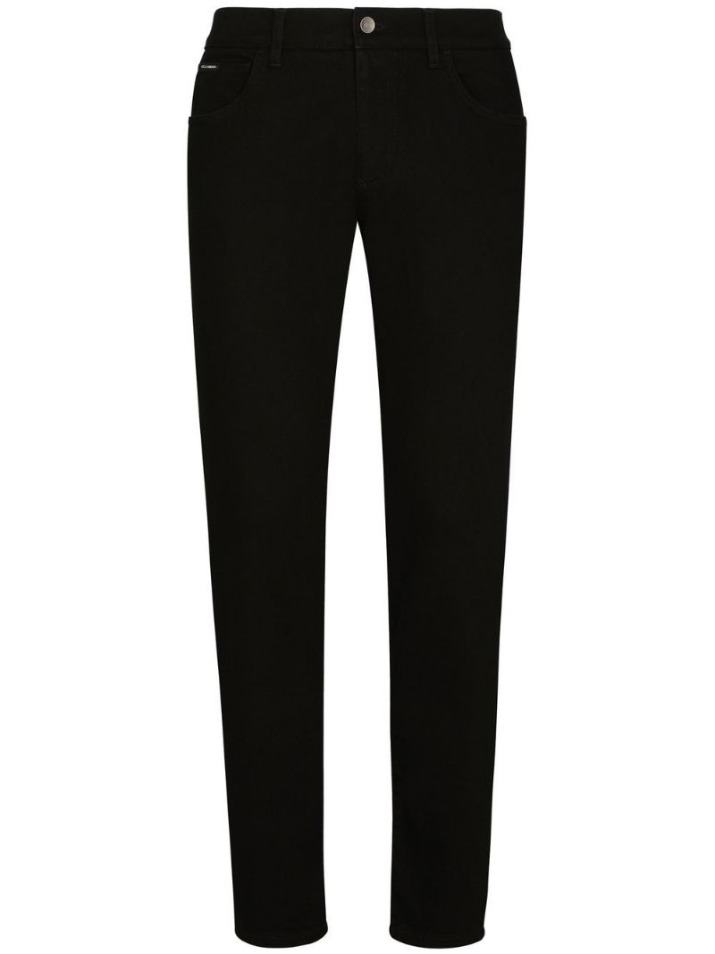 Black Cotton Slim Fit Jeans