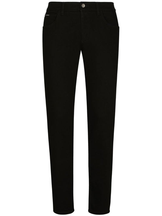 Black Cotton Slim Fit Jeans