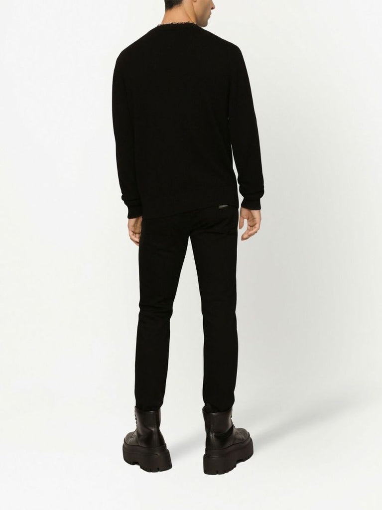 Black Cotton Slim Fit Jeans