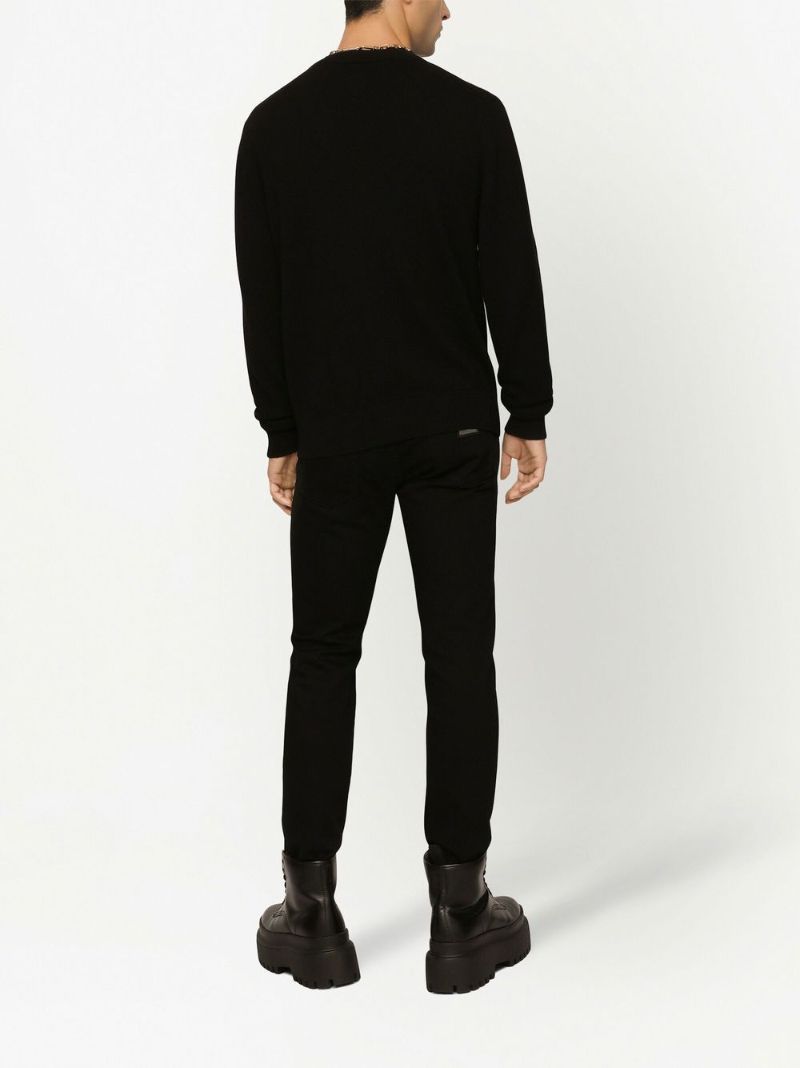 Black Cotton Slim Fit Jeans
