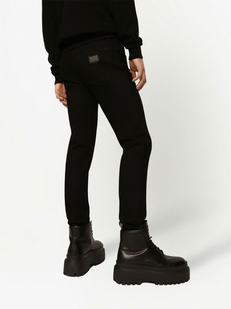 Black Cotton Slim Fit Jeans