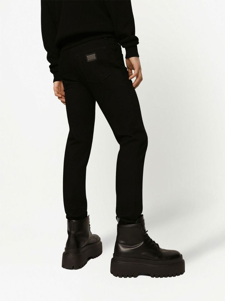 Black Cotton Slim Fit Jeans