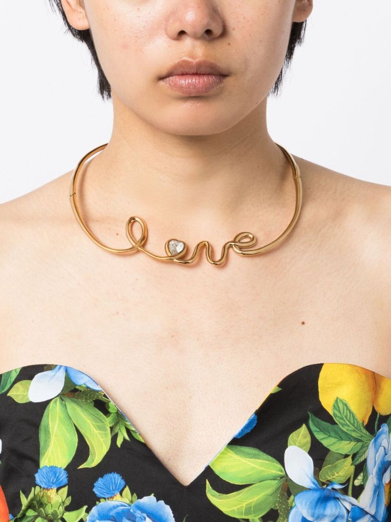 Gold-tone Love Crystal Necklace