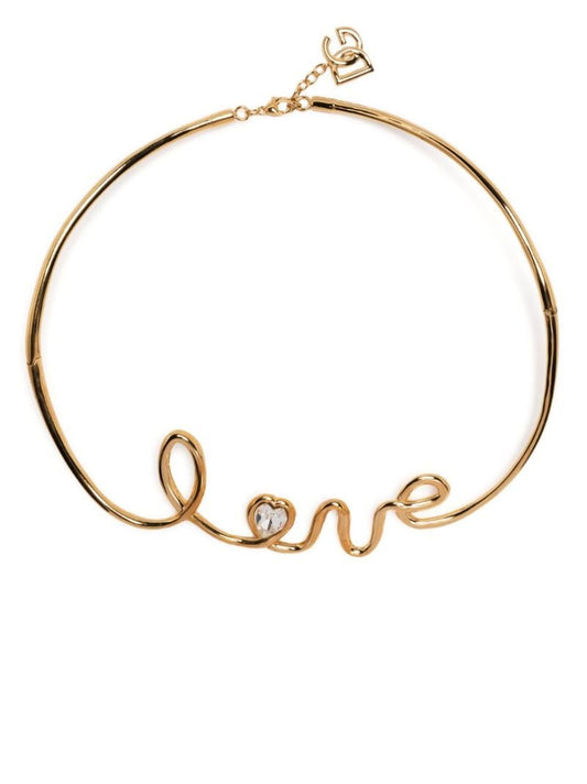 Gold-tone Love Crystal Necklace