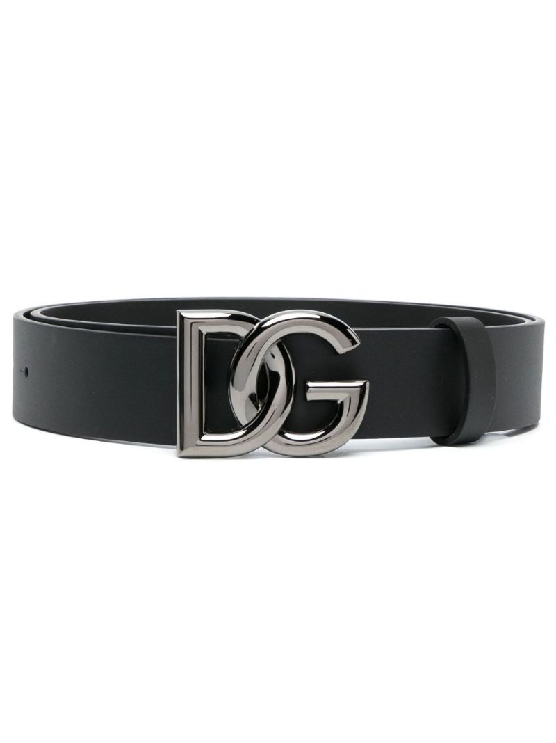 Black Dg Buckle Leather Belt