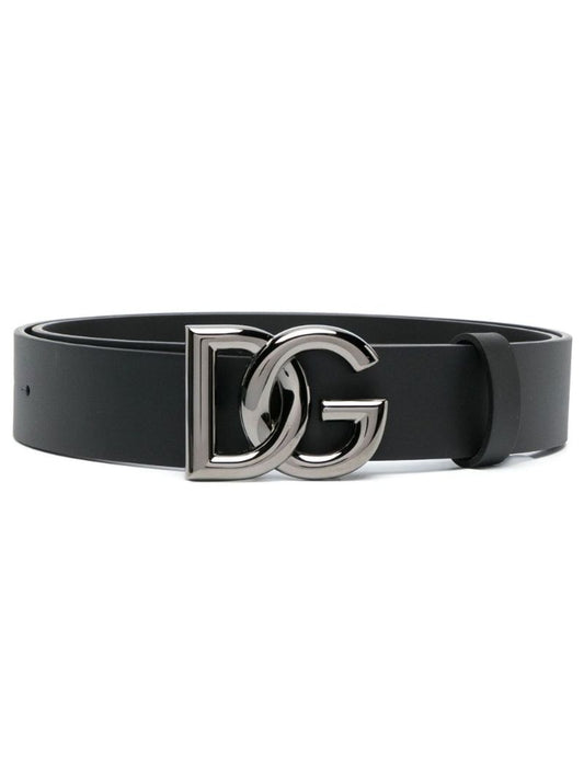 Black Dg Buckle Leather Belt