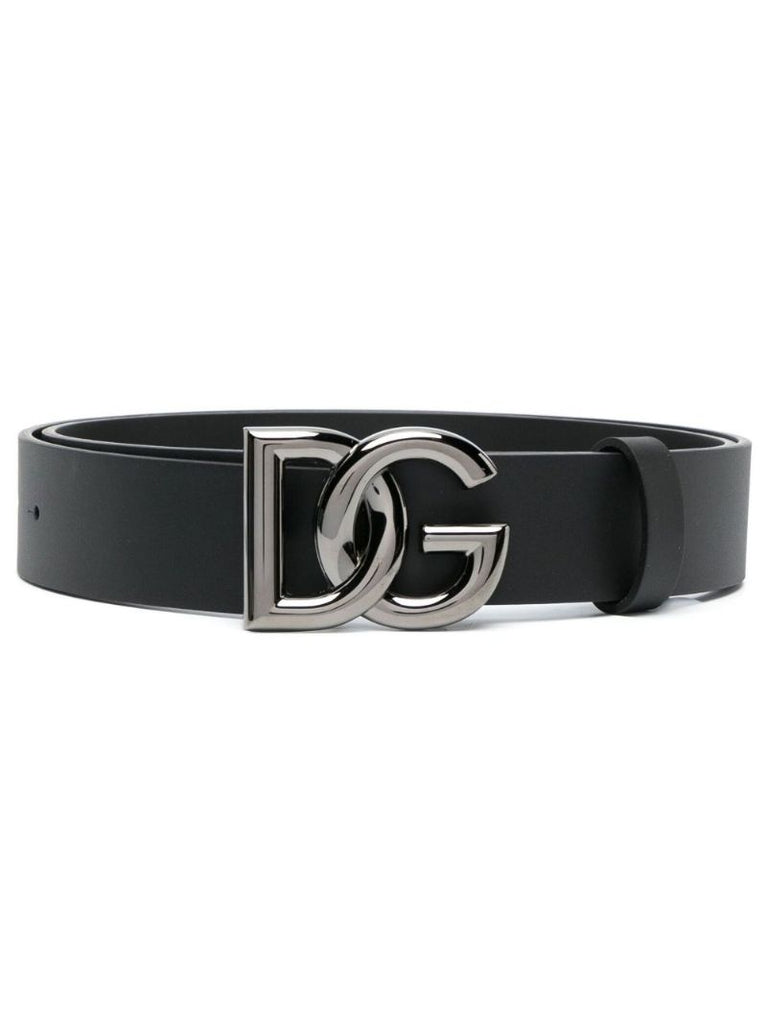 Black Dg Buckle Leather Belt