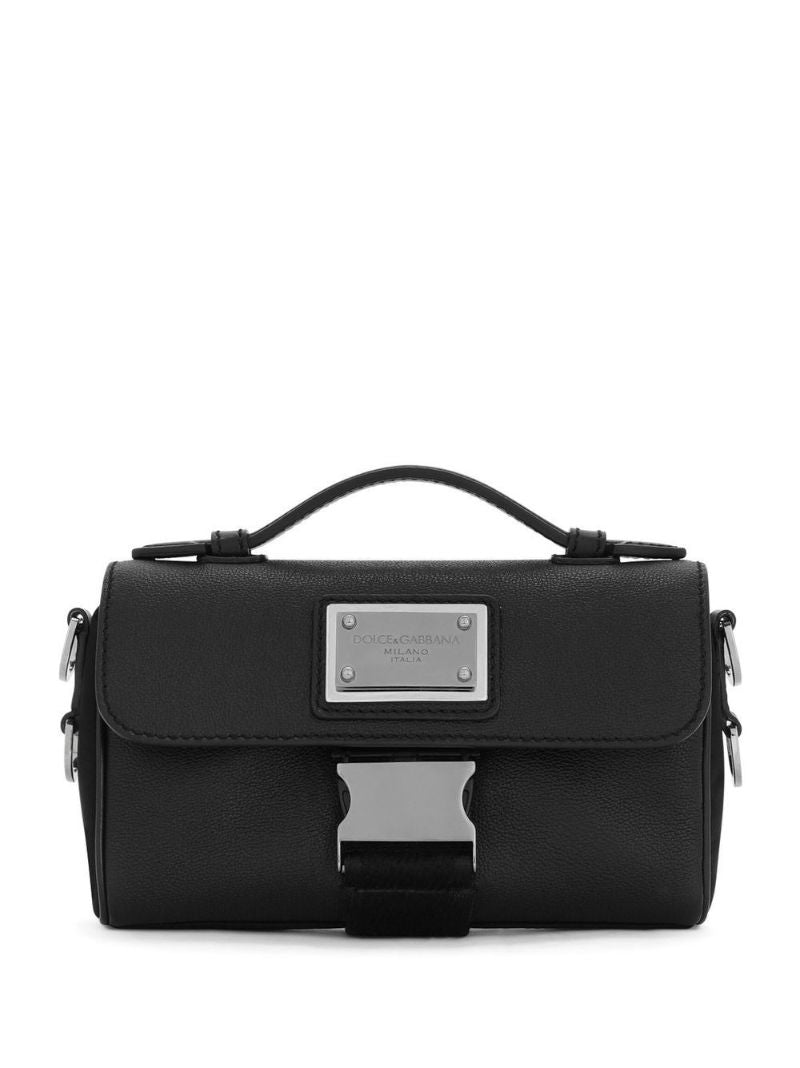 Black Logo Plaque Cross Body Bag