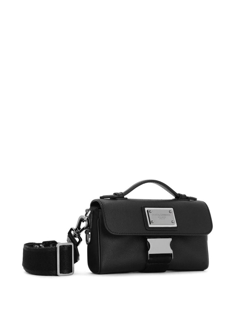 Black Logo Plaque Cross Body Bag