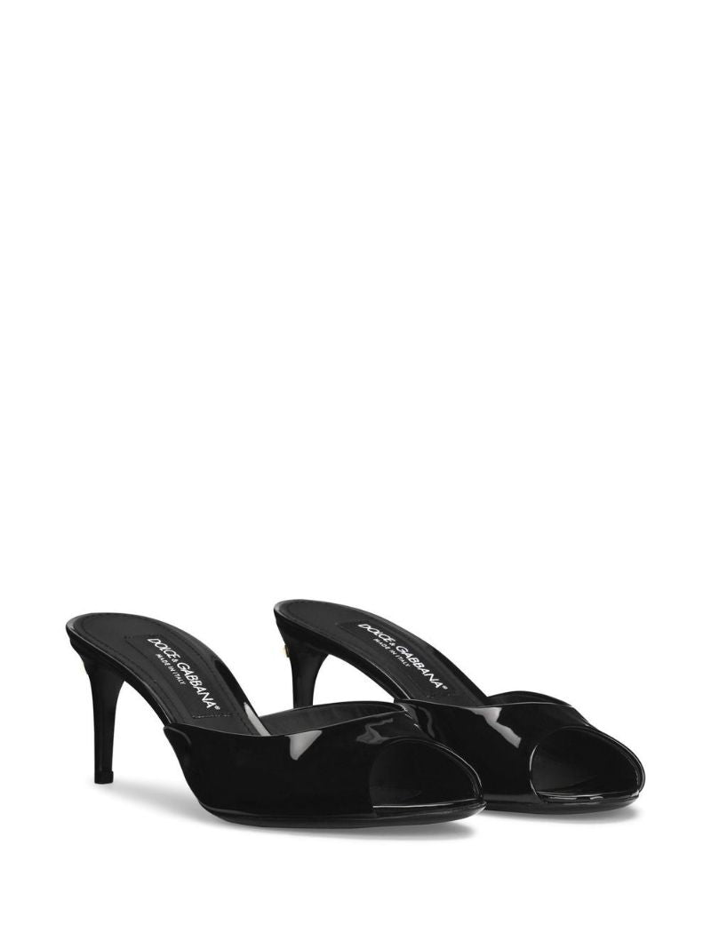 Black Patent Leather Mules