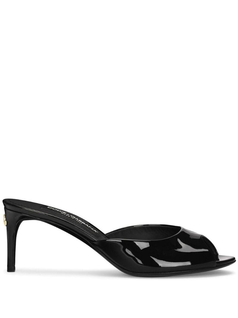 Black Patent Leather Mules