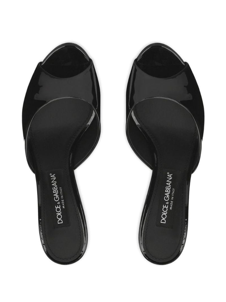Black Patent Leather Mules