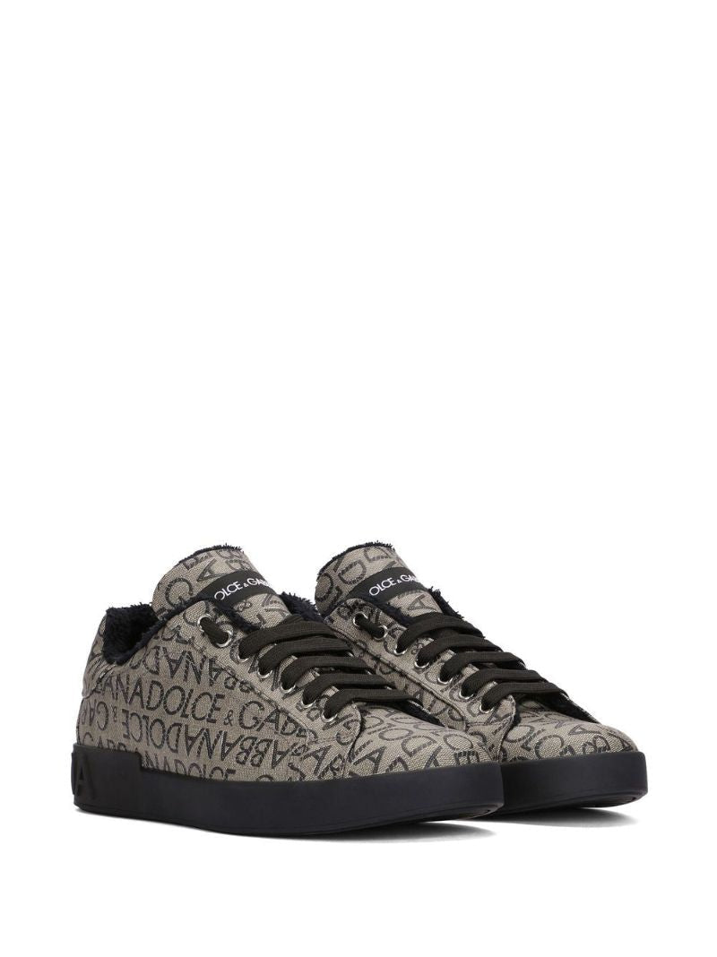 Brown Logo-jacquard Portofino Sneakers