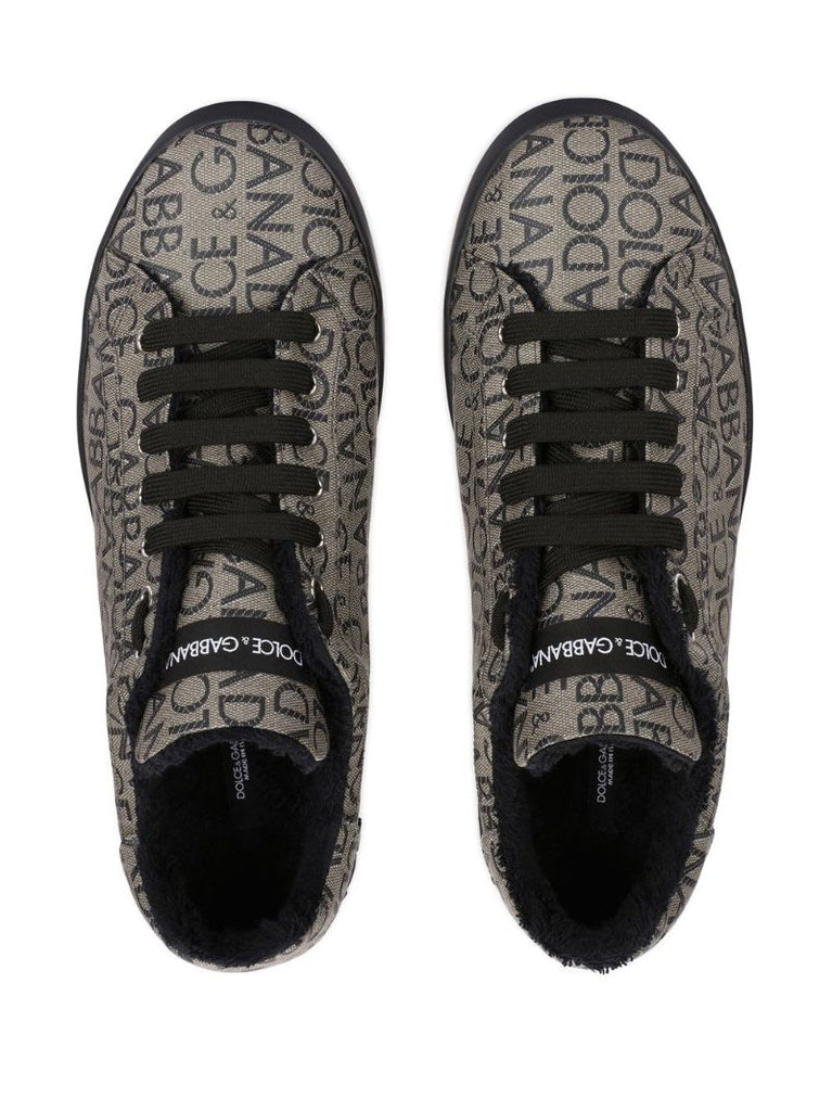 Brown Logo-jacquard Portofino Sneakers