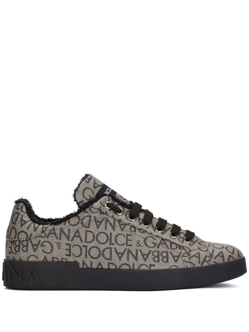 Brown Logo-jacquard Portofino Sneakers