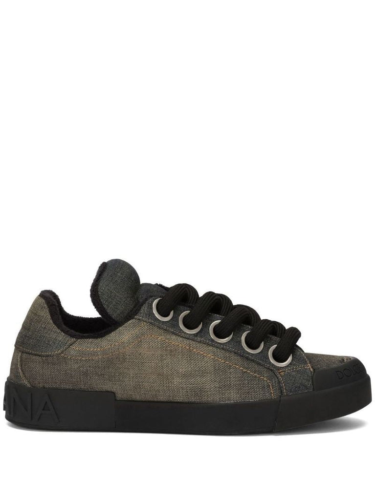 Black Portofino Denim Patchwork Sneakers