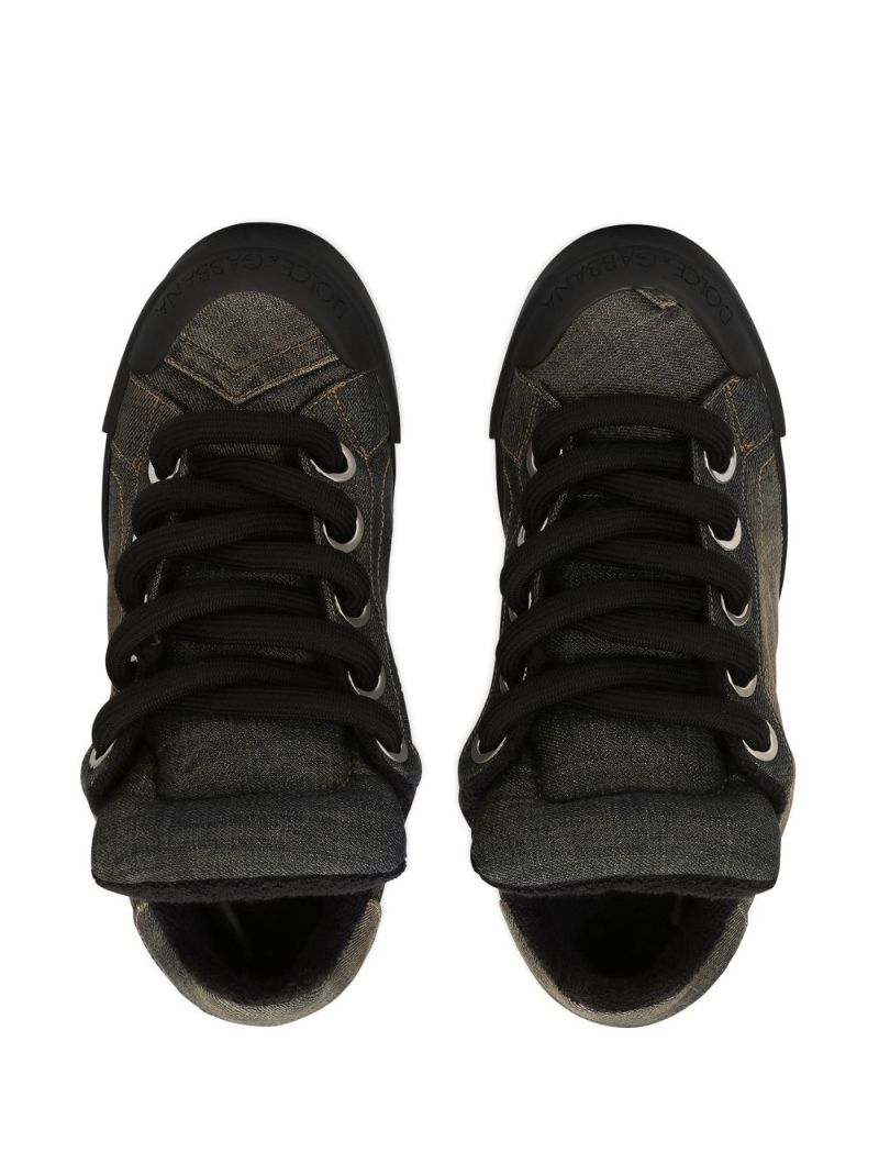 Black Portofino Denim Patchwork Sneakers