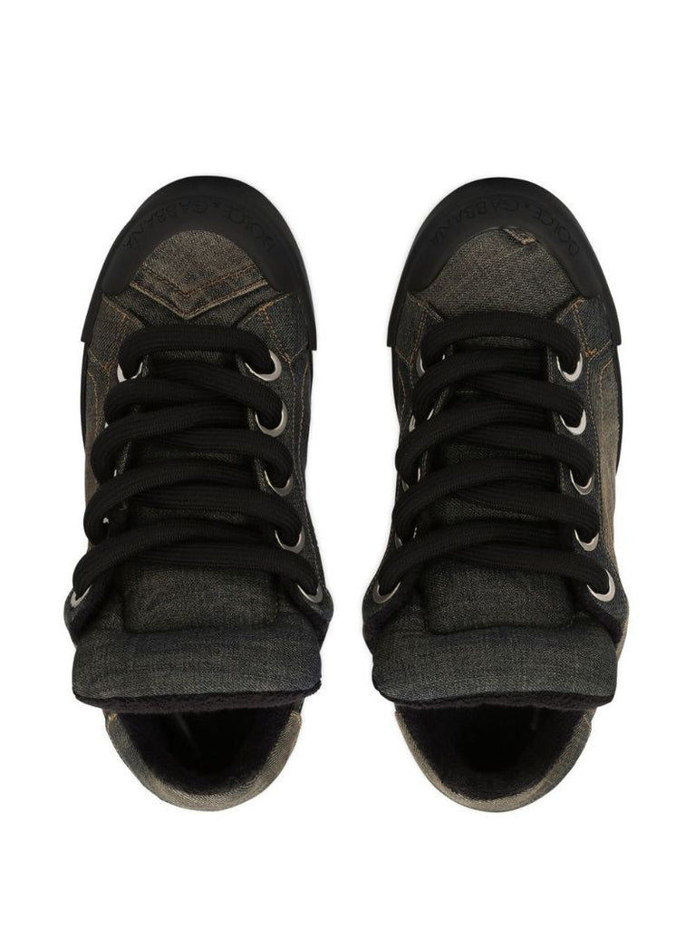 Black Portofino Denim Patchwork Sneakers