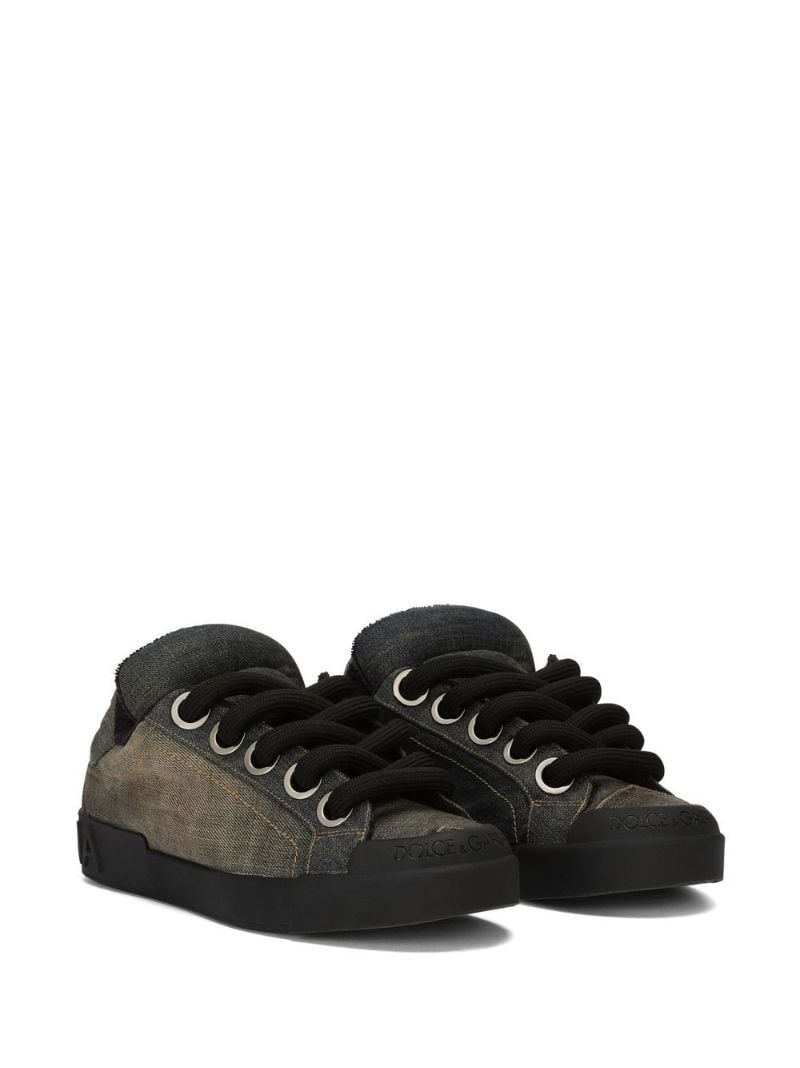 Black Portofino Denim Patchwork Sneakers