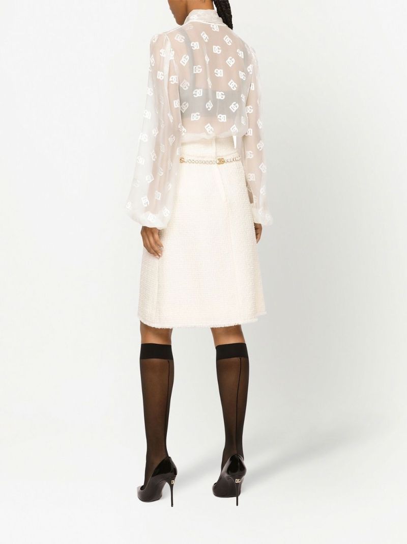 Neutral Logo-jacquard Blouse