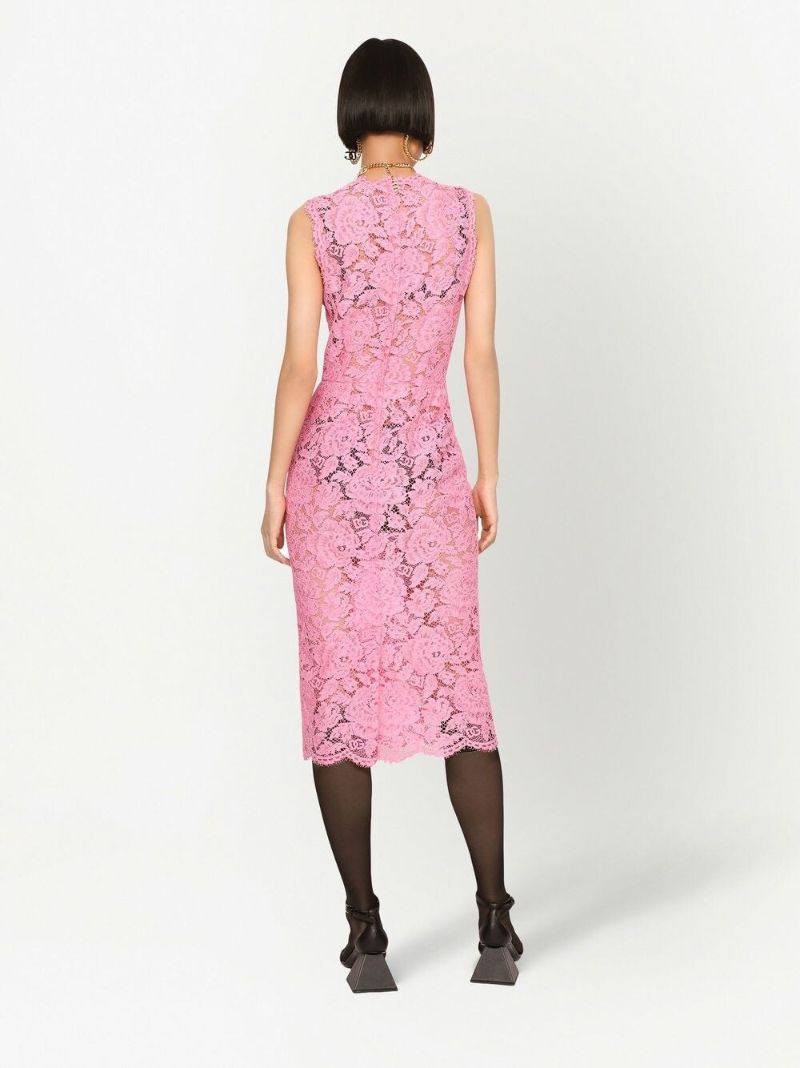 Pink Sheer Lace Dress