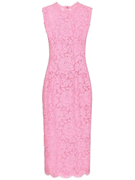 Pink Sheer Lace Dress