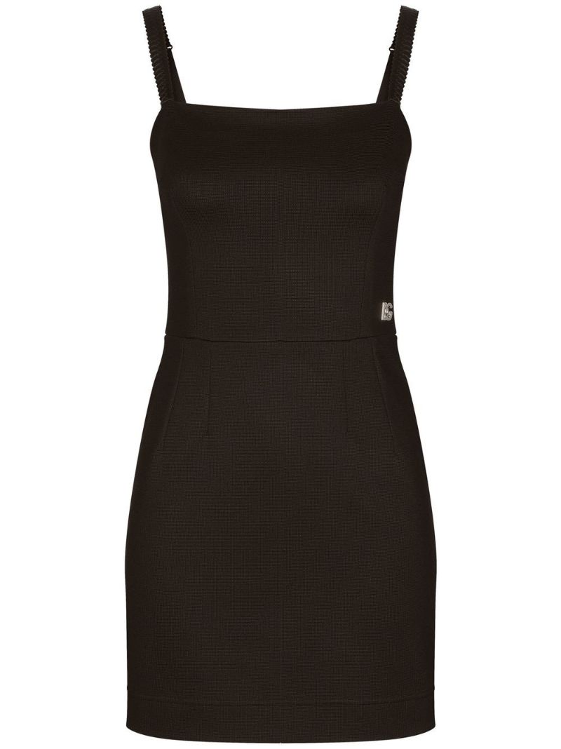 Black Logo Plaque Mini Dress