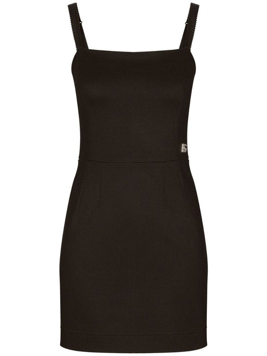 Black Logo Plaque Mini Dress