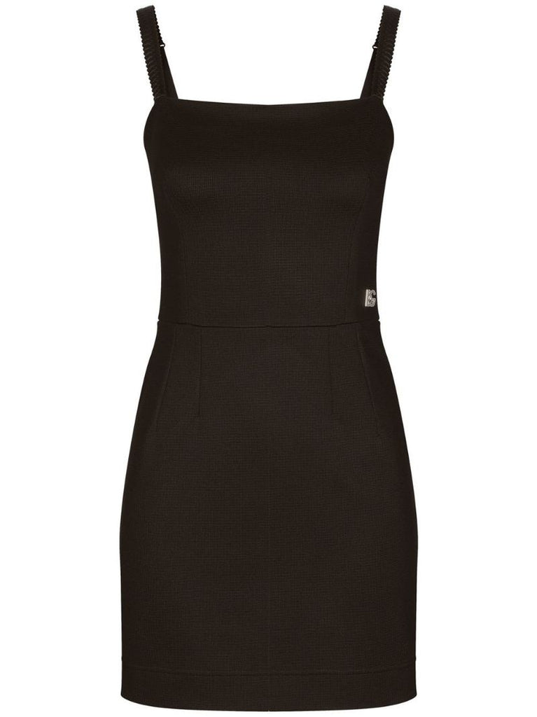 Black Logo Plaque Mini Dress