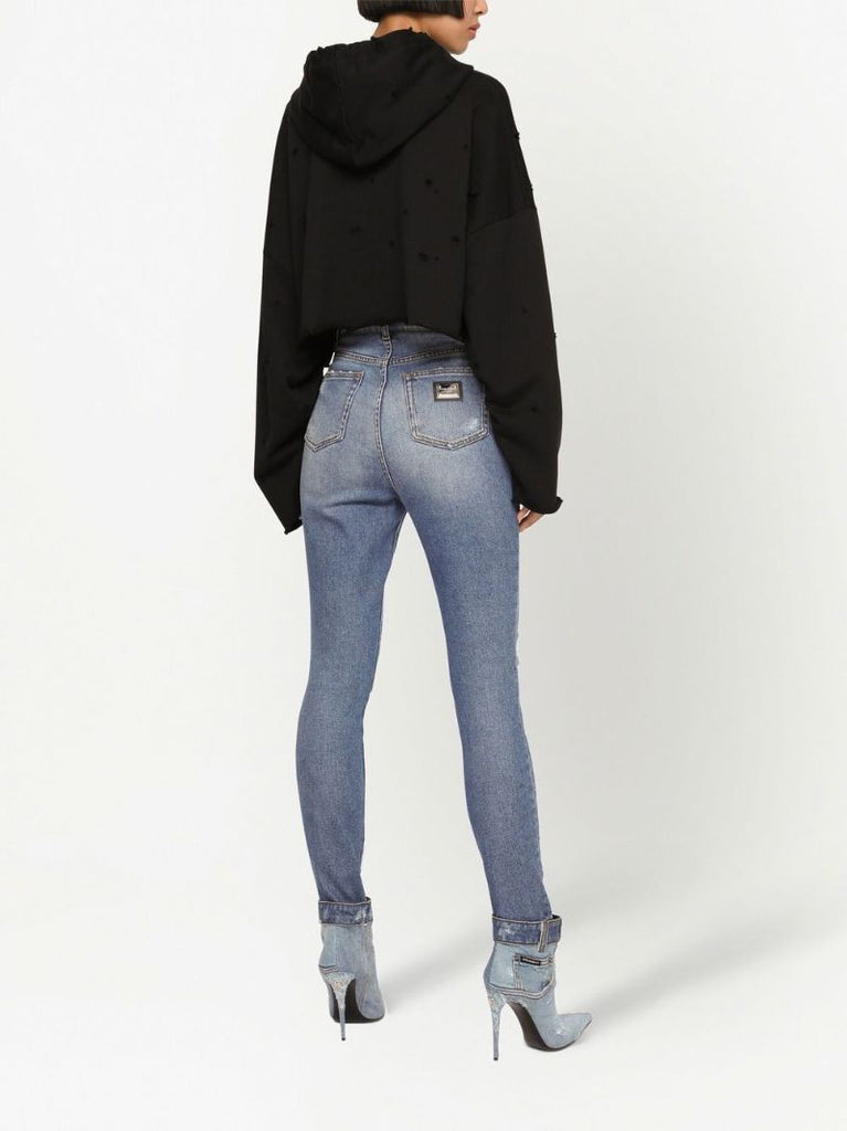 Blue Distressed Slim-leg Jeans
