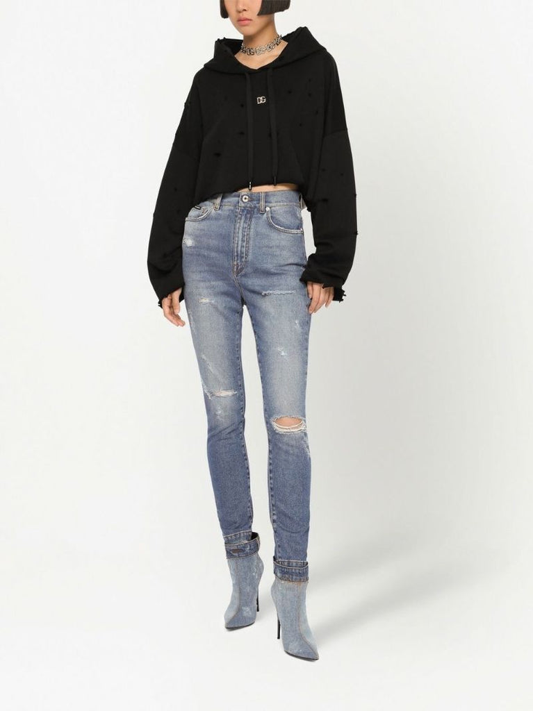 Blue Distressed Slim-leg Jeans