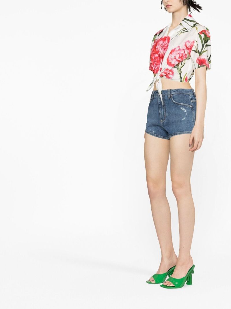 Blue Distressed Denim Shorts