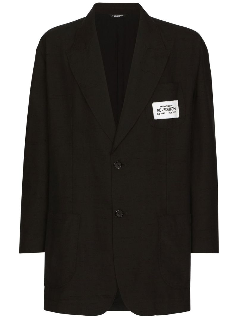 Black Logo Patch Single-breasted Blazer