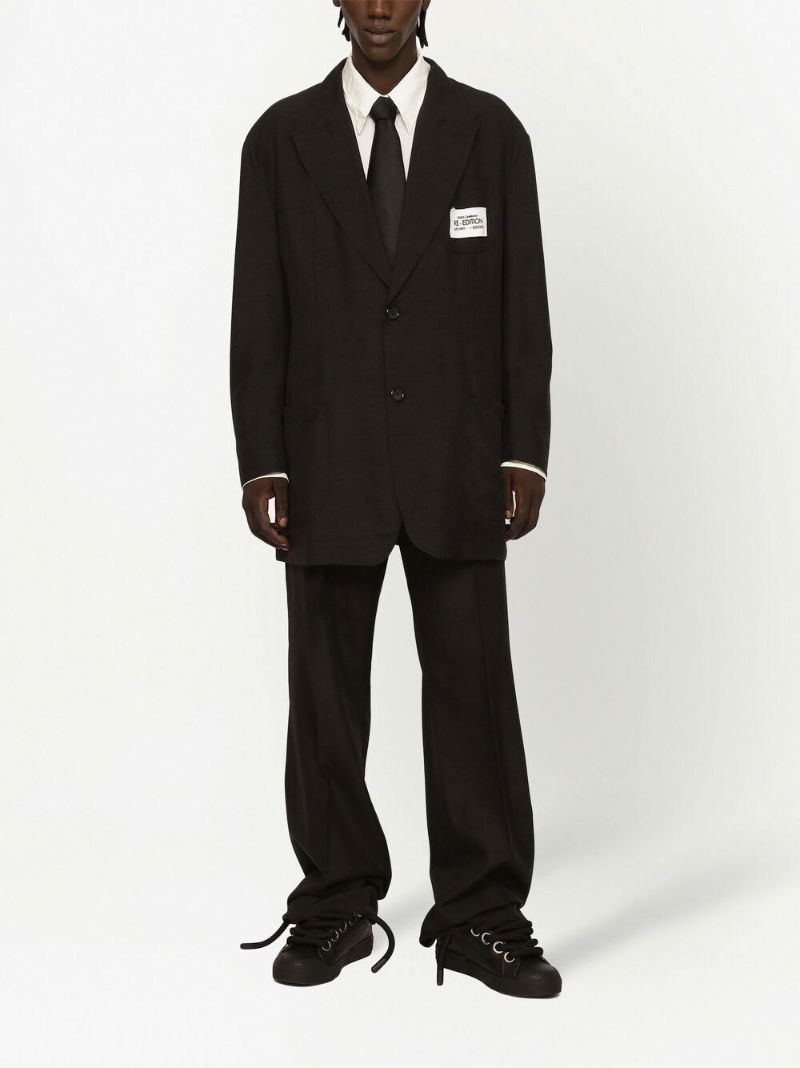 Black Logo Patch Single-breasted Blazer