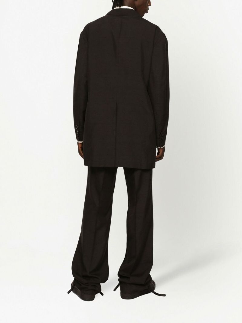 Black Logo Patch Single-breasted Blazer