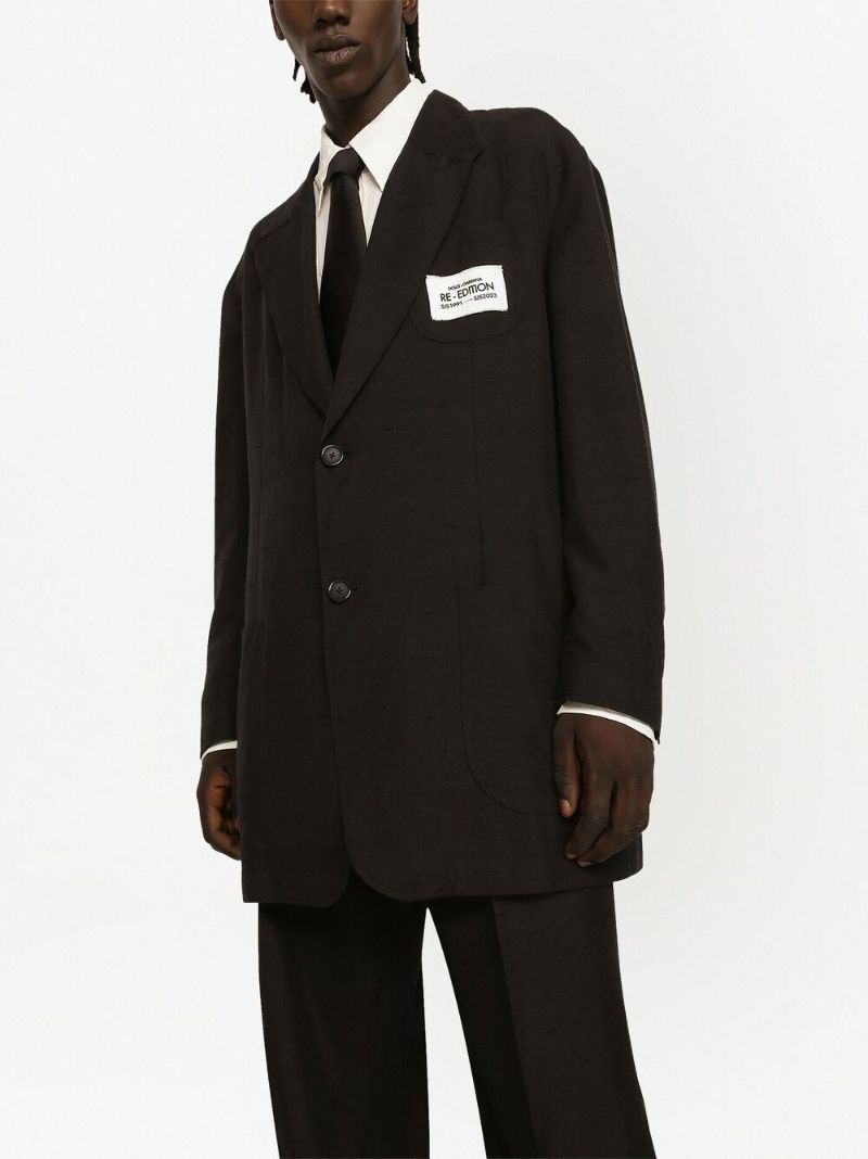 Black Logo Patch Single-breasted Blazer