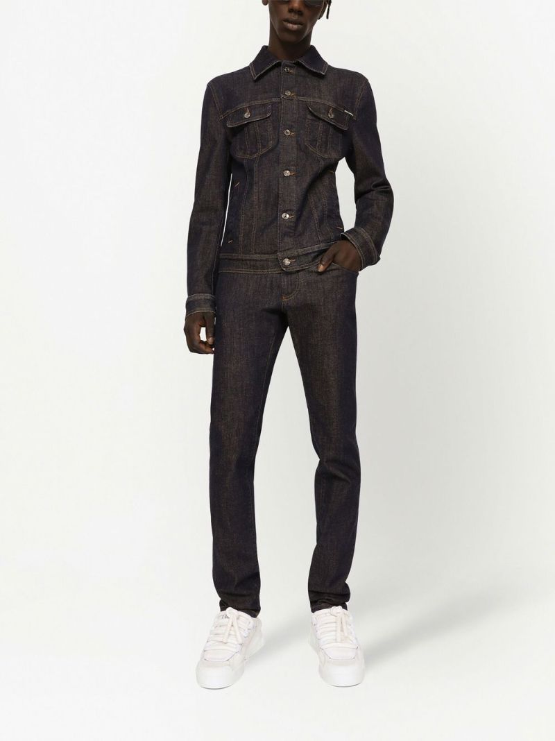 Black Button Fastening Denim Jacket