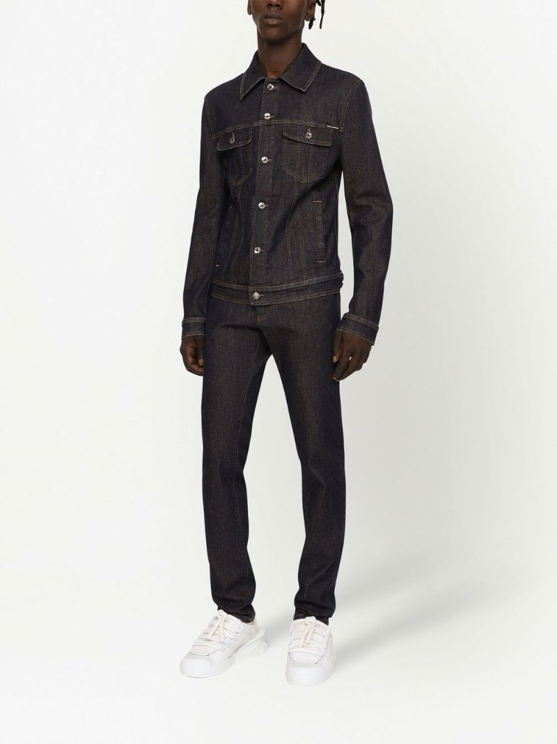 Black Button Fastening Denim Jacket