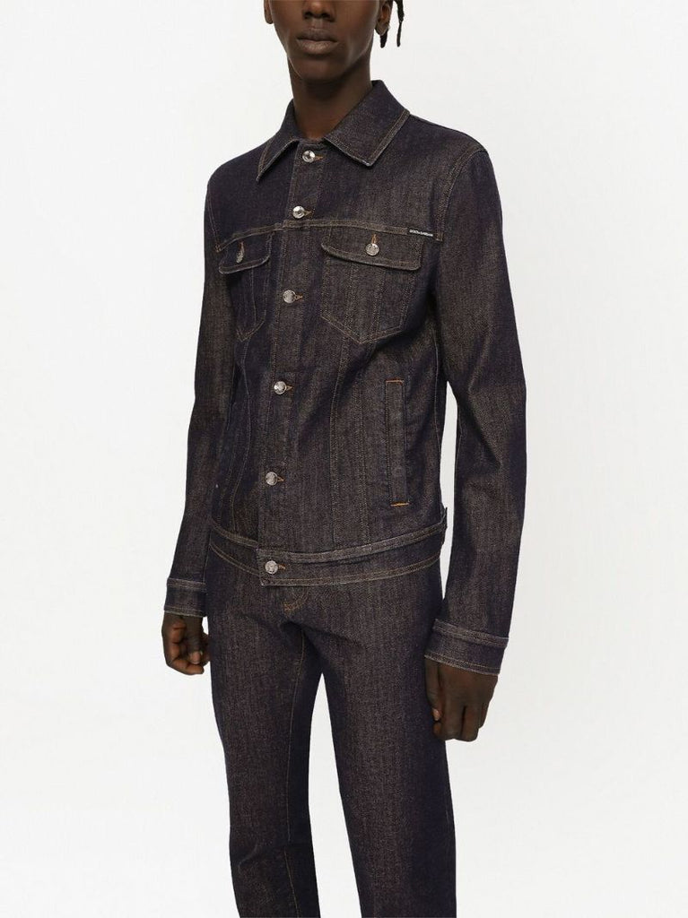 Black Button Fastening Denim Jacket