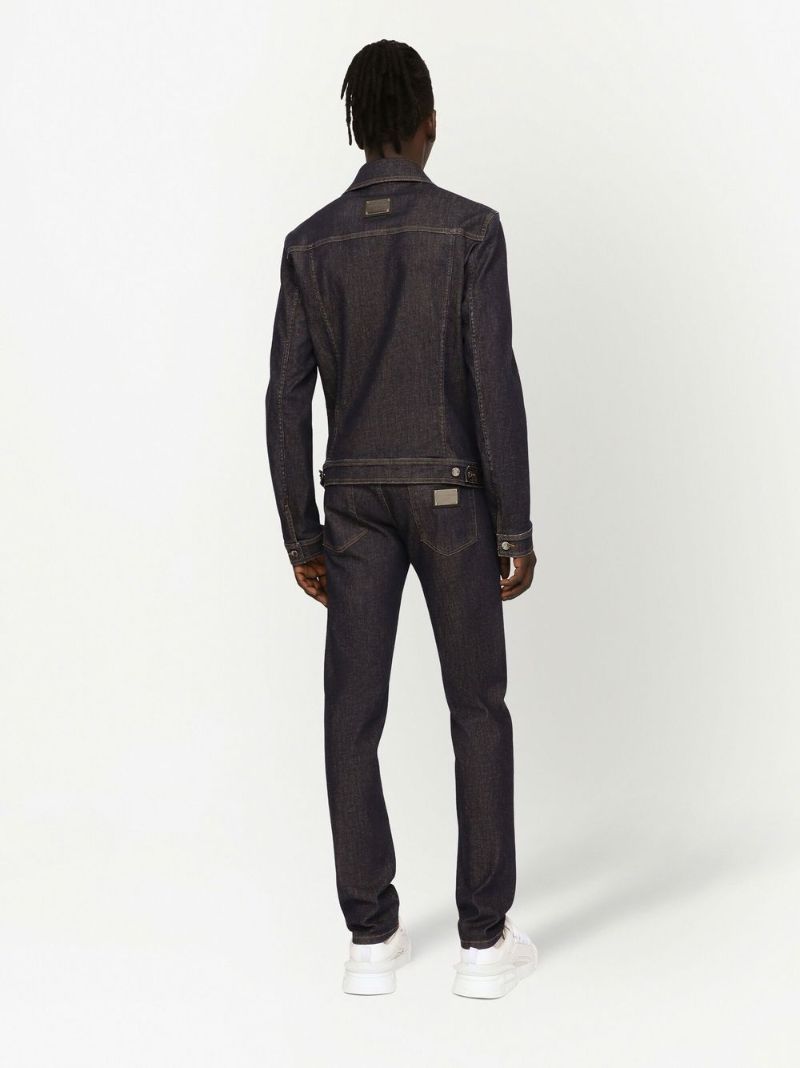 Black Button Fastening Denim Jacket