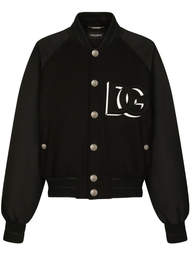 Black Logo Patch Bomber Jacket