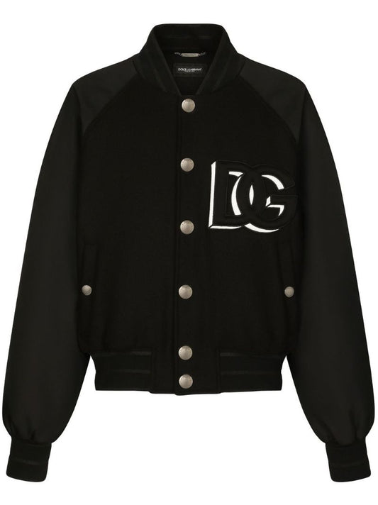 Black Logo Patch Bomber Jacket