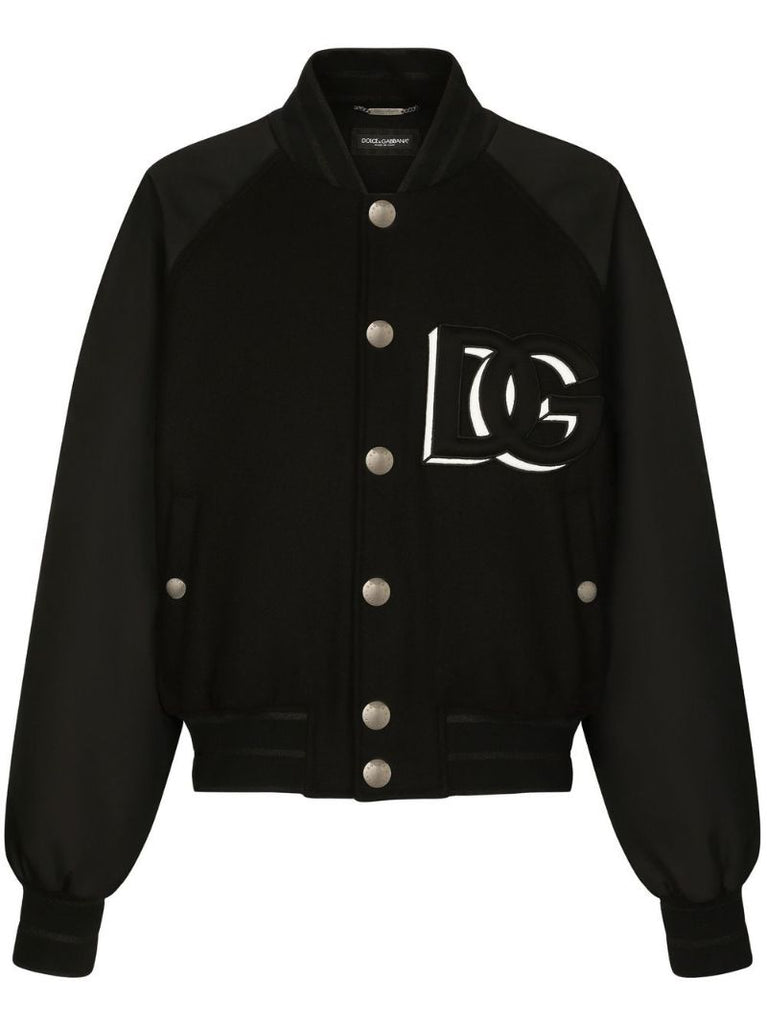 Black Logo Patch Bomber Jacket