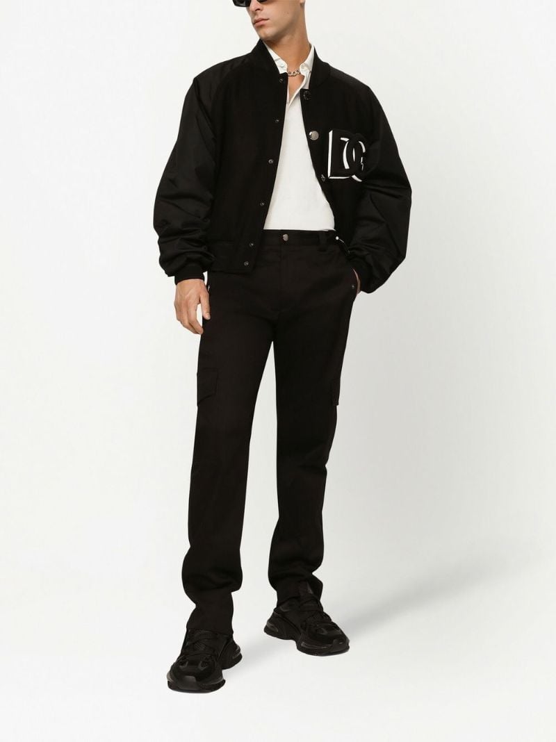 Black Logo Patch Bomber Jacket