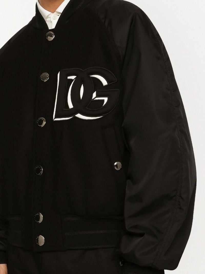 Black Logo Patch Bomber Jacket