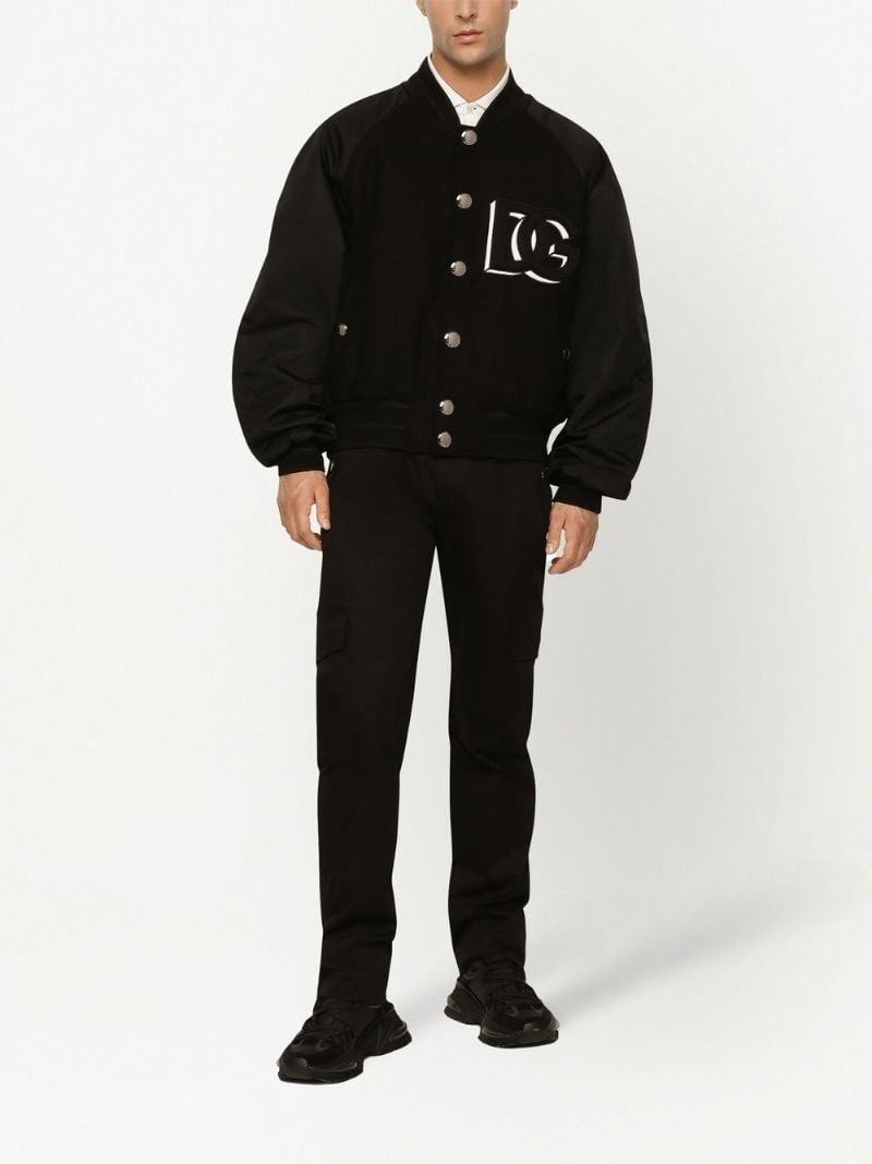 Black Logo Patch Bomber Jacket