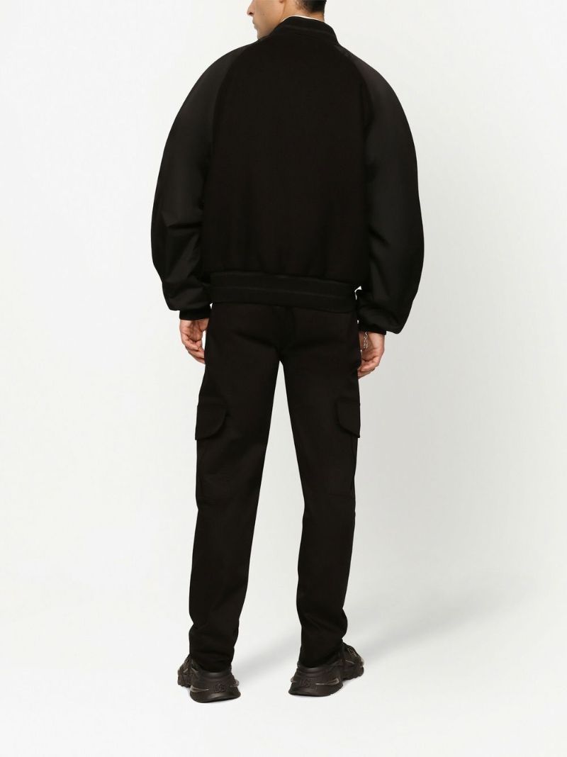 Black Logo Patch Bomber Jacket