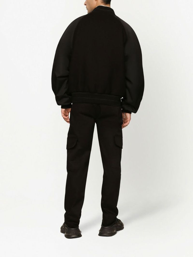 Black Logo Patch Bomber Jacket