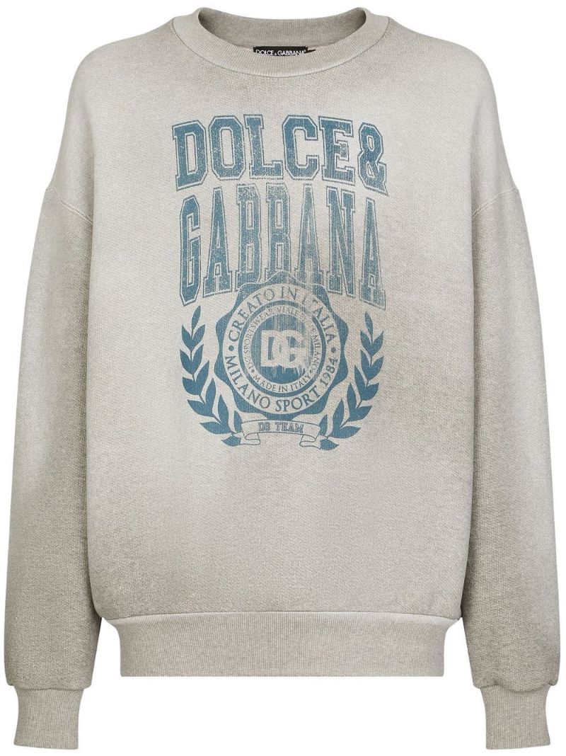 Grey Logo Print Faded Sweatshirt
