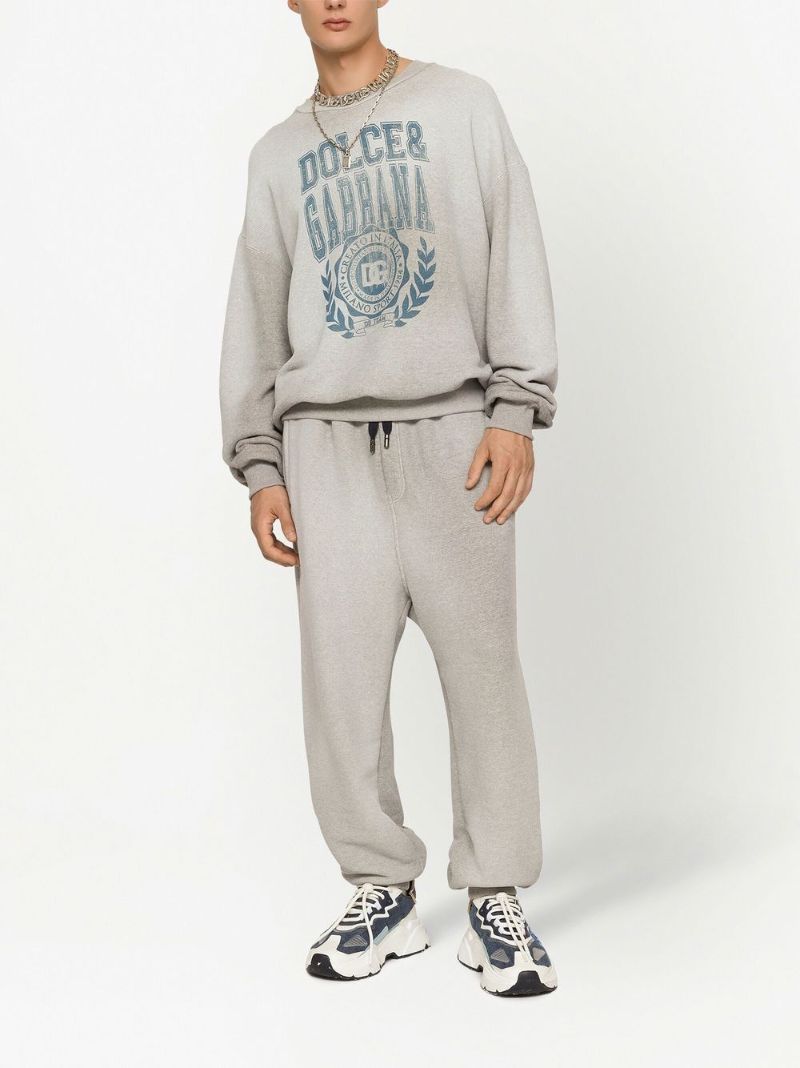Grey Logo Print Faded Sweatshirt